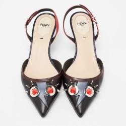 مملوكة مسبقًا صندل فندي مونستر أيز جلد مرصع متعدد الألوان بحزام للكاحل مقاس 39