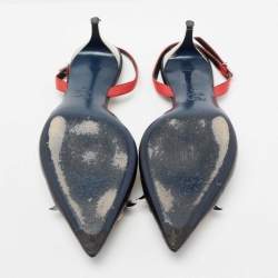 مملوكة مسبقًا صندل فندي مونستر أيز جلد مرصع متعدد الألوان بحزام للكاحل مقاس 39