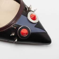 مملوكة مسبقًا صندل فندي مونستر أيز جلد مرصع متعدد الألوان بحزام للكاحل مقاس 39