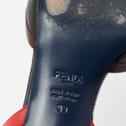 مملوكة مسبقًا صندل فندي مونستر أيز جلد مرصع متعدد الألوان بحزام للكاحل مقاس 39