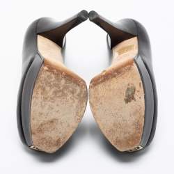 Pre Owned Fendi Black Leather Fendista Platform Pumps Size 37.5