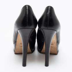 Pre Owned Fendi Black Leather Fendista Platform Pumps Size 37.5