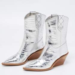 Fendi silver cheap cowboy boots