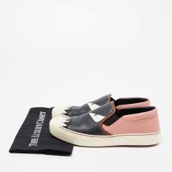 Pre Owned Fendi Multicolor Leather Monster Slip On Sneakers Size 38