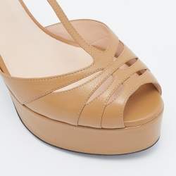 Pre Owned Fendi Brown Leather Duo Platform Sandals Size 39