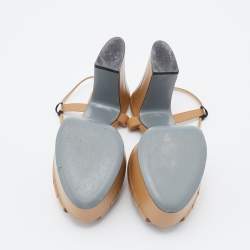 Pre Owned Fendi Brown Leather Duo Platform Sandals Size 39