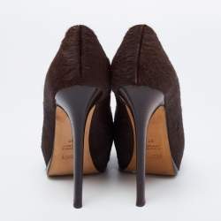 Fendi Brown Suede And Calf Hair Platform Pumps Size 37