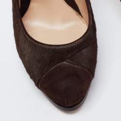 Fendi Brown Suede And Calf Hair Platform Pumps Size 37