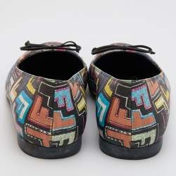 Pre Owned Fendi Multicolor Zucca Spalmati Coated Canvas Bow Ballet Flats Size 40