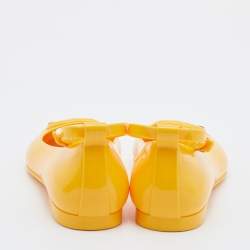 Pre Owned Fendi Yellow Jelly Peep Toe Ankle Strap Flat Sandals Size 37