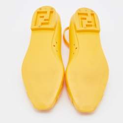 Pre Owned Fendi Yellow Jelly Peep Toe Ankle Strap Flat Sandals Size 37