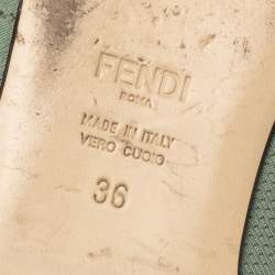 Pre Owned Fendi Mint Green Knit Fabric Bow Cross Strap Flat Slides Size 36