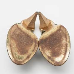 Pre Owned Fendi Green Perforated Leather Mules Size 38.5