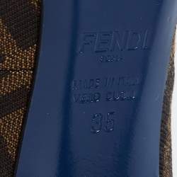 Pre Owned Fendi Multicolor Zucca Canvas and Iguana Leather Pointed Toe Pumps Size 35