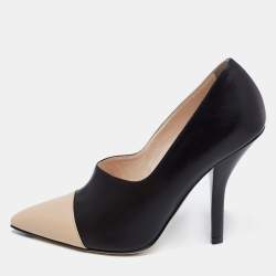 Pre Owned Fendi Black/Beige Leather Pointed Toe Pumps Size 38