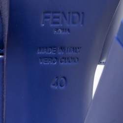 Pre Owned صندل فندي جلد لامع أزرق سير حرف تي مقدمة مفتوحة سير كاحل مقاس 40