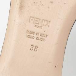 Pre Owned Fendi Grey Crystal Embellished Satin Flat Slides Size 38