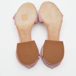 مملوكة مسبقًا Fendi Pink Croc Embossed Leather Promenade Ankle Strap Sandals Size 39