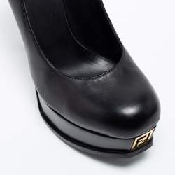 Pre Owned Fendi Black Leather Fendista Platform Pumps Size 39