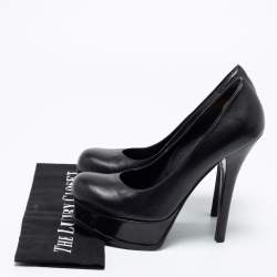 Pre Owned Fendi Black Leather Fendista Platform Pumps Size 39