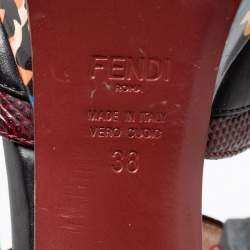 Pre Owned Fendi Multicolor Lizard Embossed And Leather Fendista Platform Sandals Size 38