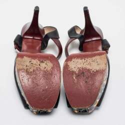 Pre Owned Fendi Multicolor Lizard Embossed And Leather Fendista Platform Sandals Size 38