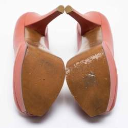 Pre Owned Fendi Coral Pink Leather Fendista Platform Pumps Size 36