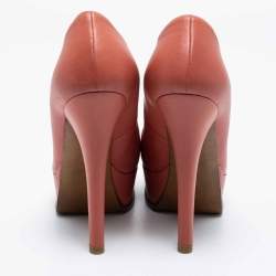 Pre Owned Fendi Coral Pink Leather Fendista Platform Pumps Size 36