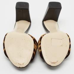 مملوكة مسبقًا Fendi Brown/Black Zucca Velvet Block Heel Slide Sandals Size 38