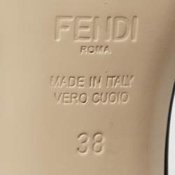 مملوكة مسبقًا Fendi Brown/Black Zucca Velvet Block Heel Slide Sandals Size 38