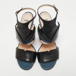 Pre Owned Fendi Multicolor Leather And Lizard Monster Bugs Ankle Strap Sandals Size 37