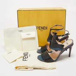 Pre Owned Fendi Multicolor Leather And Lizard Monster Bugs Ankle Strap Sandals Size 37