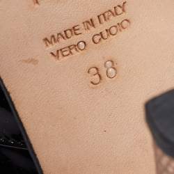 Pre Owned Fendi Tri Color Lizard Embossed And Patent Leather Fendista Peep Toe Platform Pumps Size 38