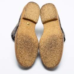 Pre Owned Fendi Brown Leather And Canvas Monogram FF Zucca Ankle Boots Size 38