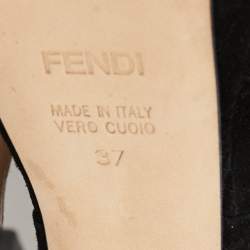 Pre Owned Fendi Black/Gold Leather/Suede Platform Pumps Size 37
