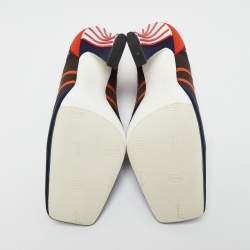 Pre Owned Fendi Multicolor Mesh And Neoprene FF Patchwork Freedom Pumps Size 40