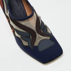Pre Owned Fendi Multicolor Mesh And Neoprene FF Patchwork Freedom Pumps Size 40