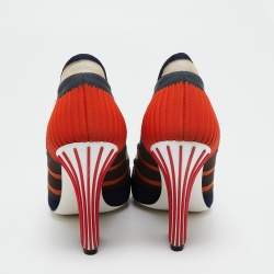 Pre Owned Fendi Multicolor Mesh And Neoprene FF Patchwork Freedom Pumps Size 40