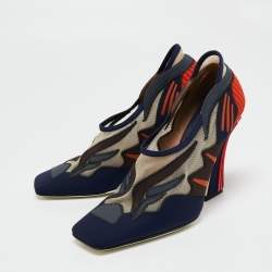 Pre Owned Fendi Multicolor Mesh And Neoprene FF Patchwork Freedom Pumps Size 40