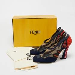 Pre Owned Fendi Multicolor Mesh And Neoprene FF Patchwork Freedom Pumps Size 40
