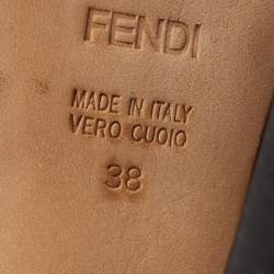 Pre Owned Fendi Black Pleated Leather Peep Toe Ankle Booties Size 38