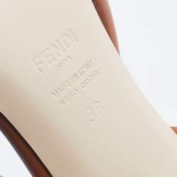 Pre Owned Fendi Brown/Cream Leather Ankle Strap Sandals Size 38