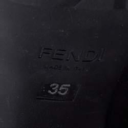 Pre Owned Fendi Black Suede, Leather and Fur Platform Ankle Booties Size 35