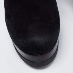 Pre Owned Fendi Black Suede, Leather and Fur Platform Ankle Booties Size 35