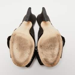 Pre Owned Fendi Brown Fabric  Slide Sandals Size 37.5