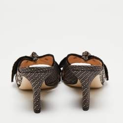 Pre Owned Fendi Brown Fabric  Slide Sandals Size 37.5