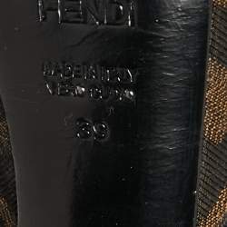 Pre Owned Fendi Two-Tone Zucca Canvas Peep Toe Slingback Sandals Size 39