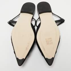 Pre Owned Fendi Black Mesh Colibri Lite Flat Mules Size 36.5