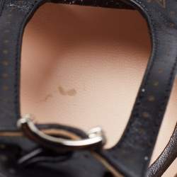 Pre Owned Fendi Black Leather Chameleon Ankle Strap Sandals Size 37.5