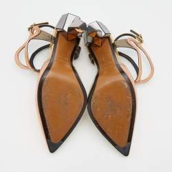 Pre Owned Fendi Metallic Tri-Color Leather Pointed Toe Ankle Strap Pumps Size 36